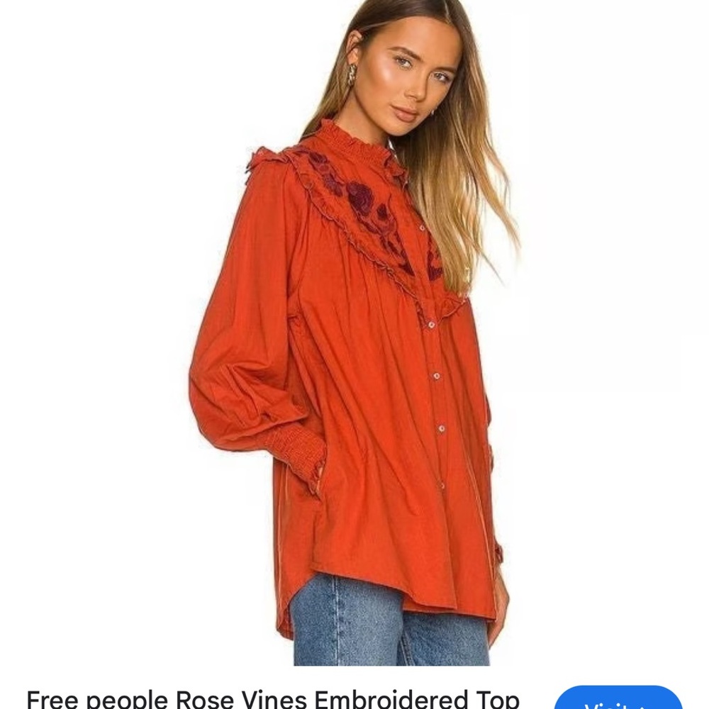 Free People Rust Ruffle Blouse